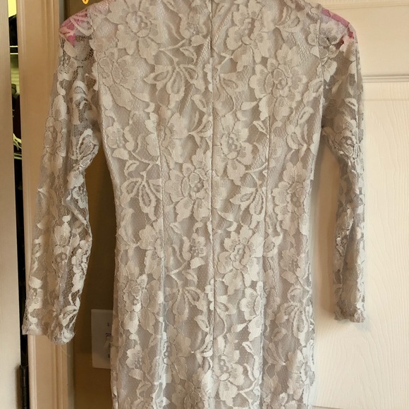 White lace, deep plunge, shorts romper - Picture 2 of 3